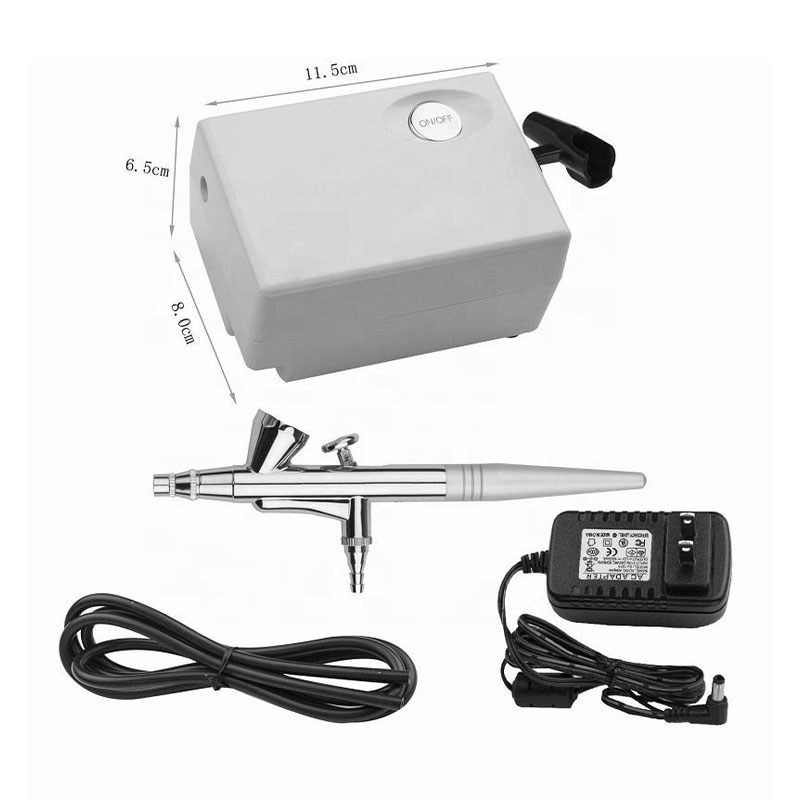 Compact airbrush -pistool met mini -compressor voor cake -decoreren, bruinen, nail art, make -up en modellering